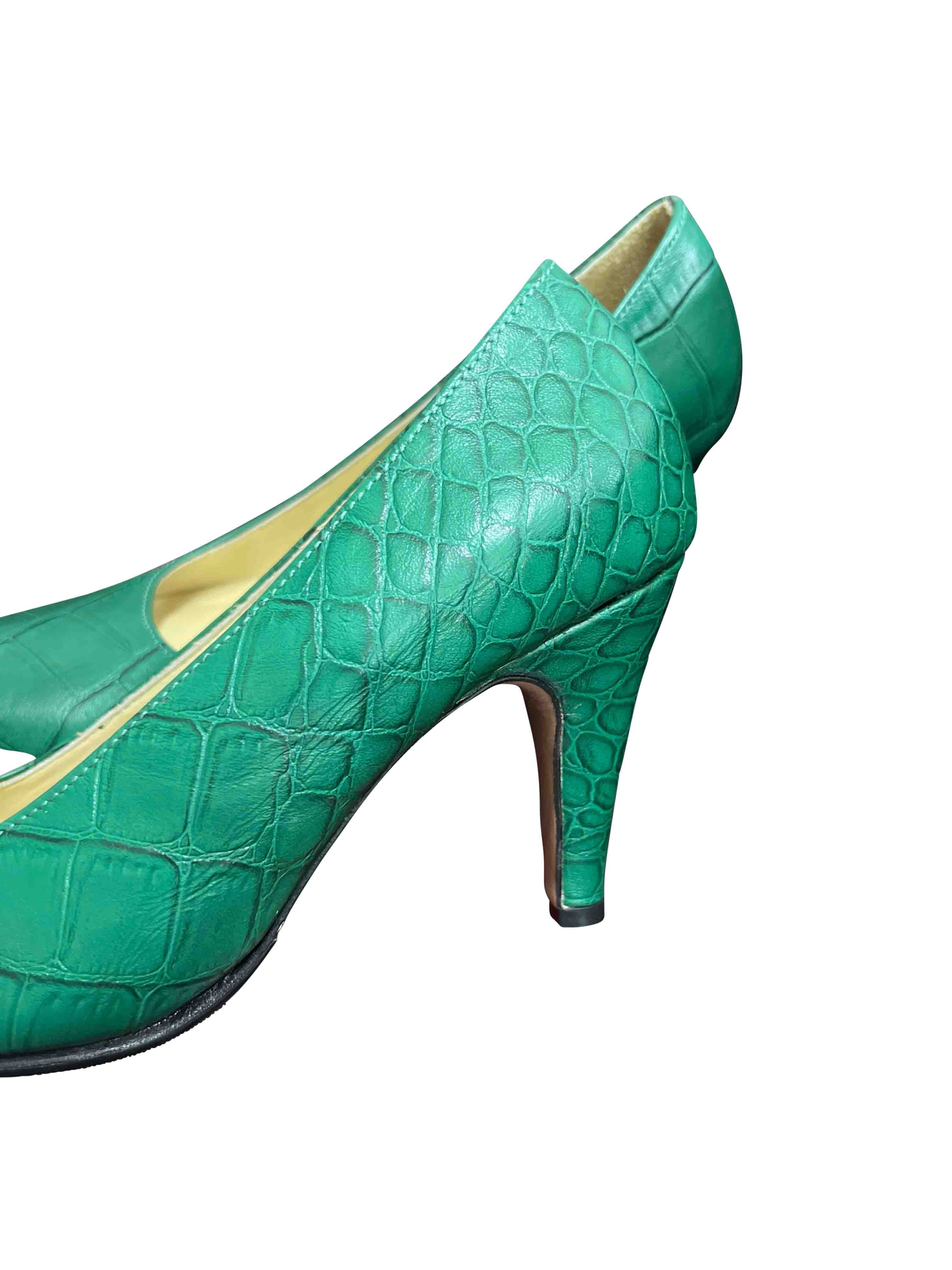 Green Alligator Skin Heels